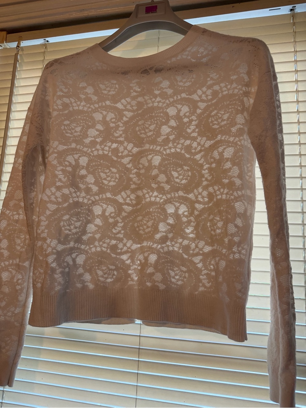 Chelsea28 Cream Lace Knit Long-Sleeve Top